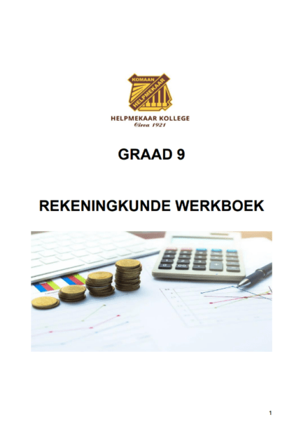 Rekeningkunde Graad 9 Werkboek