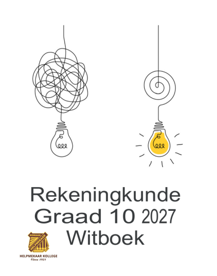 Rekeningkunde Graad 10 Werkboek